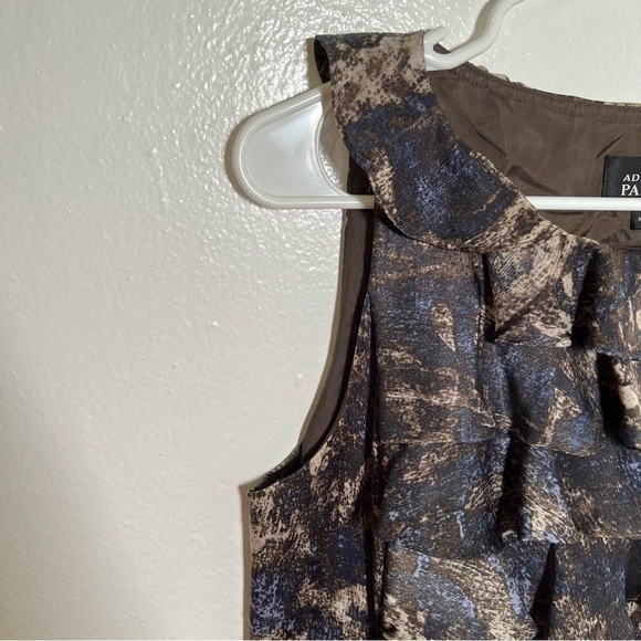Adrianna Papell Sleeveless Sheath Dress Brown Ruffle - Picture 7 of 12